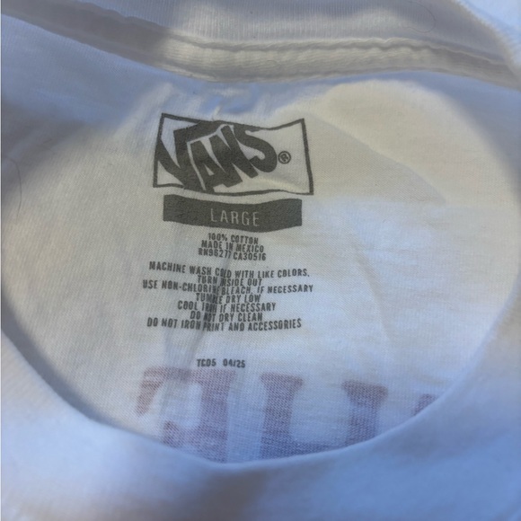 Vans White Crew Neck Graphic Tee with Black Tag Print - Picture 5 of 5